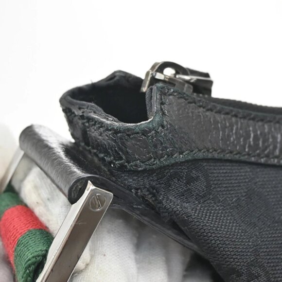 GUCCI Logo GG Pattern Sherry Shoulder Bag Canvas Leather Black Italy - Picture 13 of 16